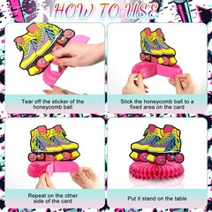 Pasimy 16 Pcs 80s Party Decorations 1980s Honeycomb Pink, Blue, Green, Yellow