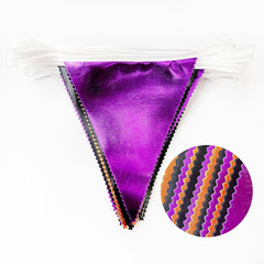 Black Orange Purple Halloween Party Decorations Metallic Fabric Triangle Pennant