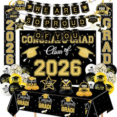 Graduation Decorations 2026 Themed Set – All-In-One Party Supplies with Backdrop