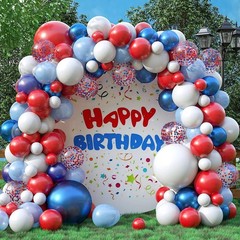 Red White and Blue Balloon Arch 130 PCS, Pearl Royal Light Blue Red and White…