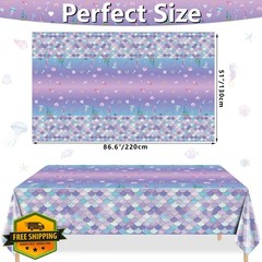 XJLANTTE 2 Pcs Mermaid Tablecloths, Birthday Table Covers, Rectangular Ocean …