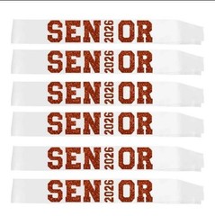 6 Pack White SENIOR 2026 Satin Sash – 2026 Graduation Sash