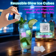 Liquid Activated LED Ice Cubes for Mojito Cocktails Drinks Multi-Color Changing