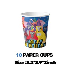 Birthday Party Supplies Set Plates Cups Tablecloth Napkins for Gorilla Tag Party