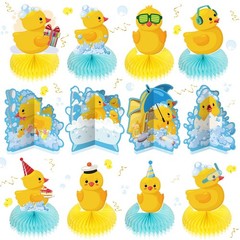 12 Pcs Rubber Duck Birthday Party Decorations Rubber Duck Themed Honeycomb Cente