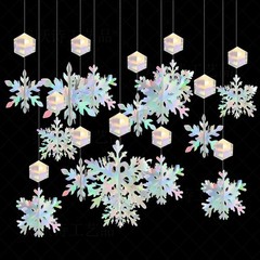 Christmas Hanging Snowflakes Decorations, Hanging Iridescent Snow Flakes for …