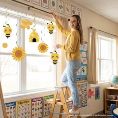 20 Pcs Bee Party Hanging Decorations, Bumble Bee Decor Foil Ceiling Streamers…