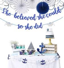 Navy-Blue Silver Party-Decorations Graduation Banner-Streamers – 18Pcs Kits 2026
