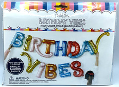 Pached Party Birthday Vibes Multi Color Mylar Balloon Banner 22 Feet