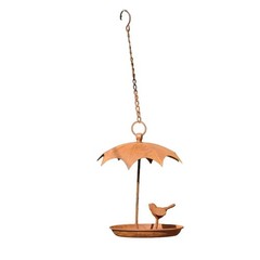 Metal Bird House Feeder Rust Finish Wall Mount for Garden Porch Backyard