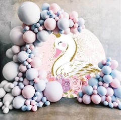Swan Round Backdrop Golden Glitter Pink Flower Backdrop Stand Cover