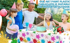 Paint Party Decorations 3Pcs Art Party Tablecloth Plastic Watercolor Painting