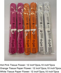 Hot Pink Orange and White Paper Flower Tissue Pom Poms for Fall Autumn Thank’S G