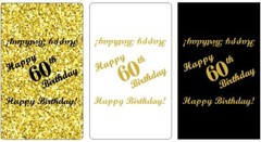 60th Birthday Miniatures Candy Bar Wrapper (Set of 60) CANDY NOT INCLUDED