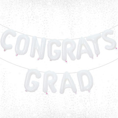16 Inch Red Congrats Grad Banner Balloons, Red Congrats Grad Letters Sign, Gradu