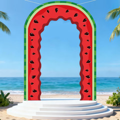Summer Watermelon Door Cover Watermelon Arch Hanging Banner Summer Themed Backdr