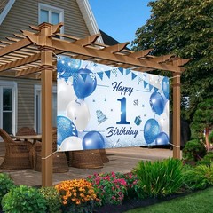 BTZO Happy 1st Birthday Decorations – Blue Newborn 180 cm x 110 cm, 1