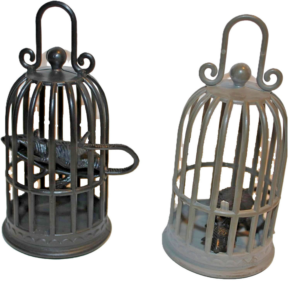 4in MINI CAGED RAT-2PACK-Fake Dead Pet Halloween Party Decoration Graveyard Prop