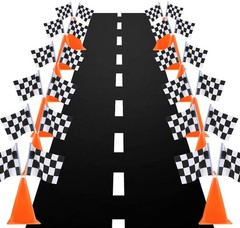 7inch Orange Racing Traffic Cones With Holes on Top,Checkered Flags,Racetrack…