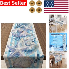 Beach Table Runner Seashell Starfish Coastal Dining Party Decor Polyester Summer