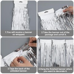 90 Feet Christmas Tree Tinsel Silver Metallic Tinsel Foil Fringe Large Christ…