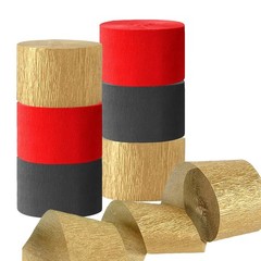 Crepe Paper Streamers Gold Black Red Birthday Graduate Party 82 Ft 6 Rolls