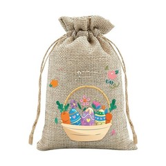 Easter Rabbit Drawstring Bags Set of 30 for Candy Present Pouch Linen Mix