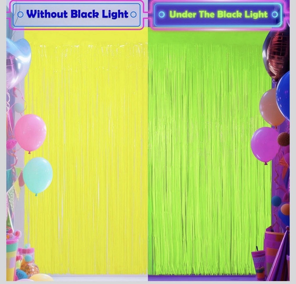 3 Pack 9.9 x 6.6 ft Neon Party Decorations Glow in The Dark Supplies Fluoresc