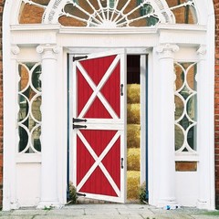 1 Pc Farm Barn-Door Polyester Door Cover, 72.83″x35.43″ Half Open Barn-Door P…
