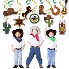 10 PCS Western Cowboy Party Swirls Streamers Theme Birthday Hanging Decor