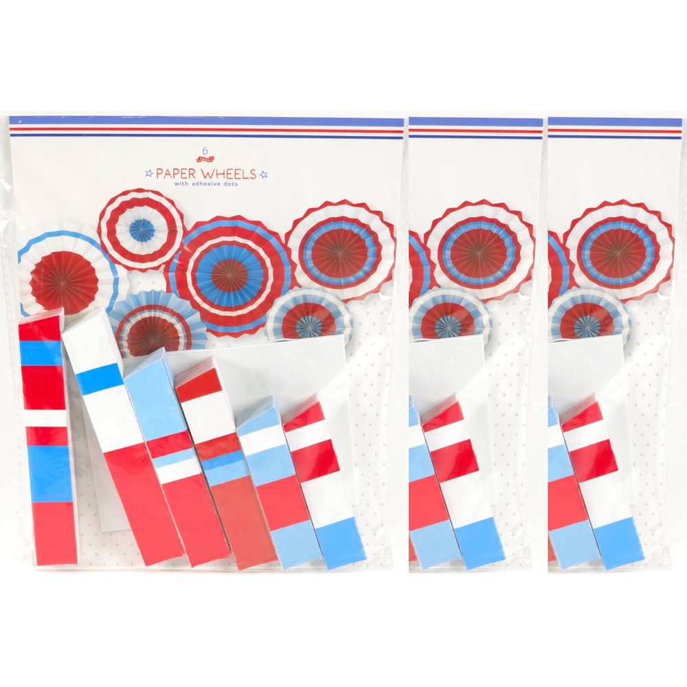 3 Pack Target Crepe Paper Party Wheels Red White And Blue 50 in. (1.27cm) NEW