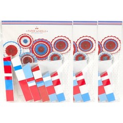 3 Pack Target Crepe Paper Party Wheels Red White And Blue 50 in. (1.27cm) NEW