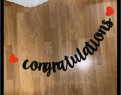 Congratulations Banner Black Letters & Red Symbol Hanging Paper Sign Decorations