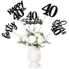 15 Pack Black 40th Birthday Centerpiece Sticks «Cheers to 40th Years»