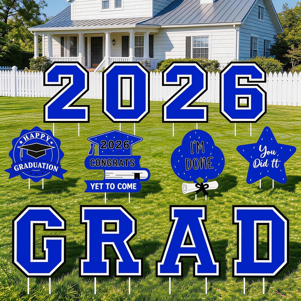 Graduation Decorations 2026 12Pcs Graduation Yard Signs Class of 2026 Outdoor Wa