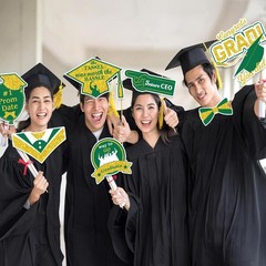 2025 Graduation Photo Booth Props, Green Gold