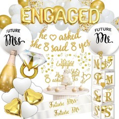 All-In-One Engagement Party Decorations: 248-Piece Gold & White Celebration Set