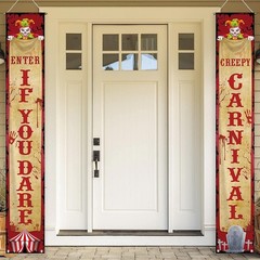 Wrinkle-Free Halloween Banners – Carnival Clown Yard Sign Set, 11.8×70.9in