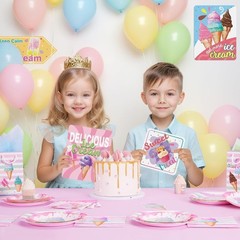 10PCS Pre-Printed Ice Cream Party Signs – Durable Decorations for All Occasions