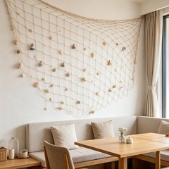 2 Pack Fish Net Decorations Natural Cotton Fishing Net Decor Hawaiian Beach
