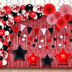 154-Piece Red and Black Decorations Set – Ideal for Elegant Celebrations