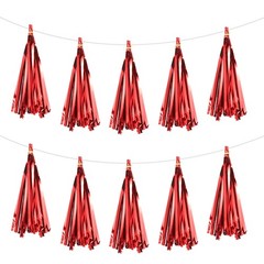 30Pcs Bright Red Tassel Garland Banner with Rope