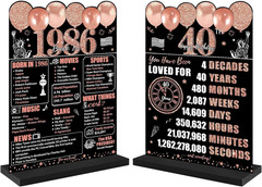 Rose Gold 40Th Birthday Decorations for Women, Two-Sided Vintage 40 Back in 1986
