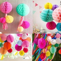 12Pcs Pastel Hanging Honeycomb Balls Decorations Party Decoration Rainbow Birthd