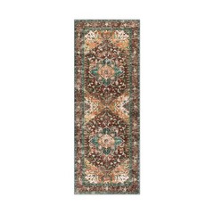 Yamaziot Washable Runner Rug, 2×6 Non-Slip Boho 2′ x 6′, Rust/Dull Teal