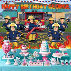 Fireman Sam Personalised Custom Birthday Banner Backdrop Party Decor Gift