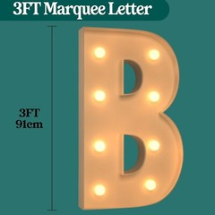 3ft. Tall Big Light Up Letter B, LED Marquee Sign for Party