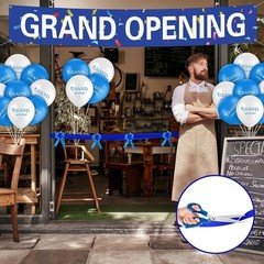 Grand Opening Ribbon Cutting Kit Banner Balloons Scissors Bows Decorations fo…