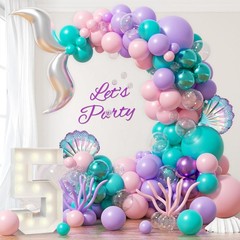138Pcs Mermaid Balloon Arch, Pink Purple Blue Mermaid Birthday Party Decorati…