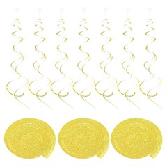 30 Pcs Laser Gold Party Hanging Swirls Double Strip Hang Tag Hook